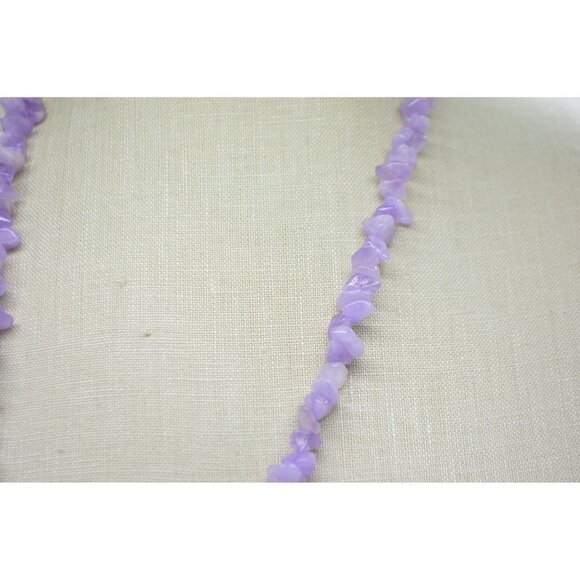 Purple Quartz Polished Gemstones Long Necklace Vintage No Clasp - Picture 4 of 4
